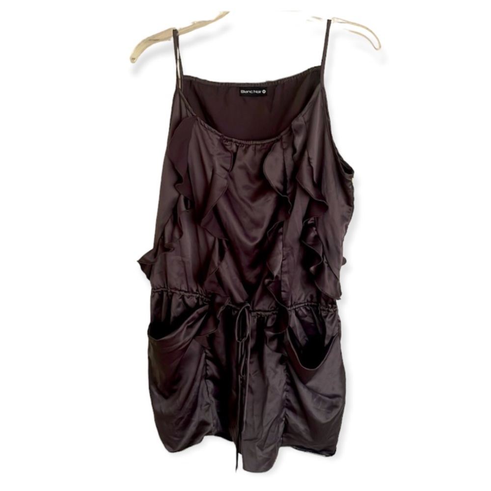 BLANC NOIR Silver Gray Romper with Ruffles , Size Medium